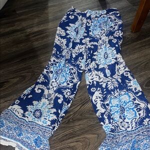 Rachel Zoe Navy and White Wide Leg Pants